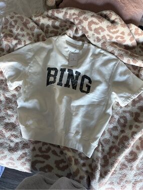 Anine Bing “Jay” White Sweatshirt with Black Graphic